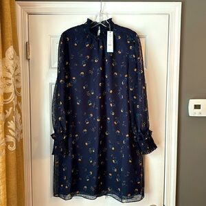NEW! Draper James Floral Swiss Dot Smocked Dress in Nassau Navy Multi